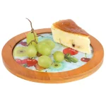 Creative Home 7.5 in. Round Tempered Glass Trivet Serving Board with Solid Wood Trim, Fruit Pattern thumbnail 4