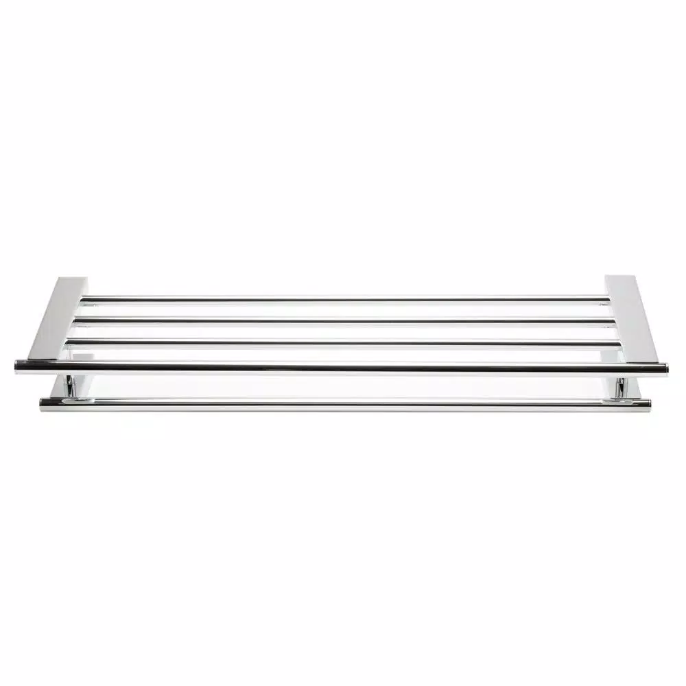 ALFI BRAND 25.88 in. Modern Wall Mount Towel Rack with Shelf, Polished Chrome