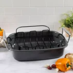 Kenmore Travers 2-Piece Non-Stick Steel Roasting Pan Set with Rack, 16.35 Qt, Gray thumbnail 2