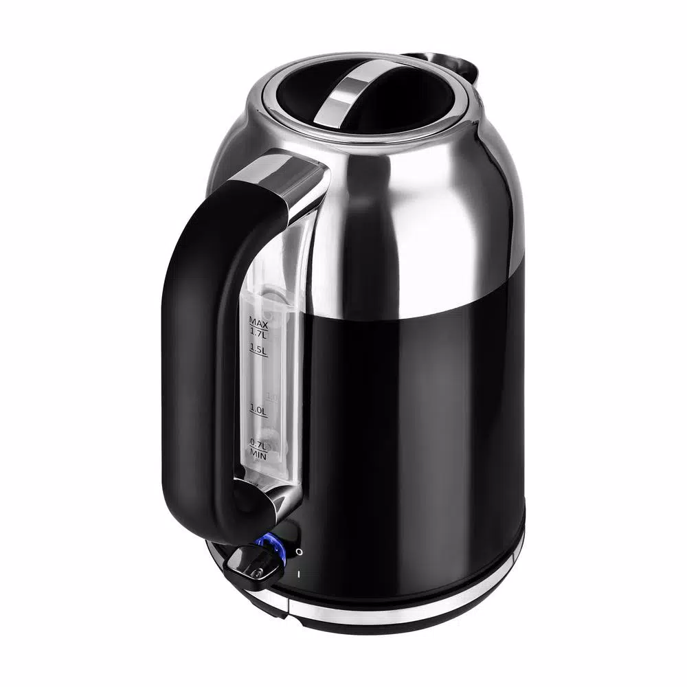 Kalorik Retro 1.7L Electric Kettle, 7-Cup Cordless Water Boiler, Black