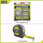 RYOBI 50-Piece Impact Rated Driving Bit Set with Bonus 25 ft. Tape Measure thumbnail 3
