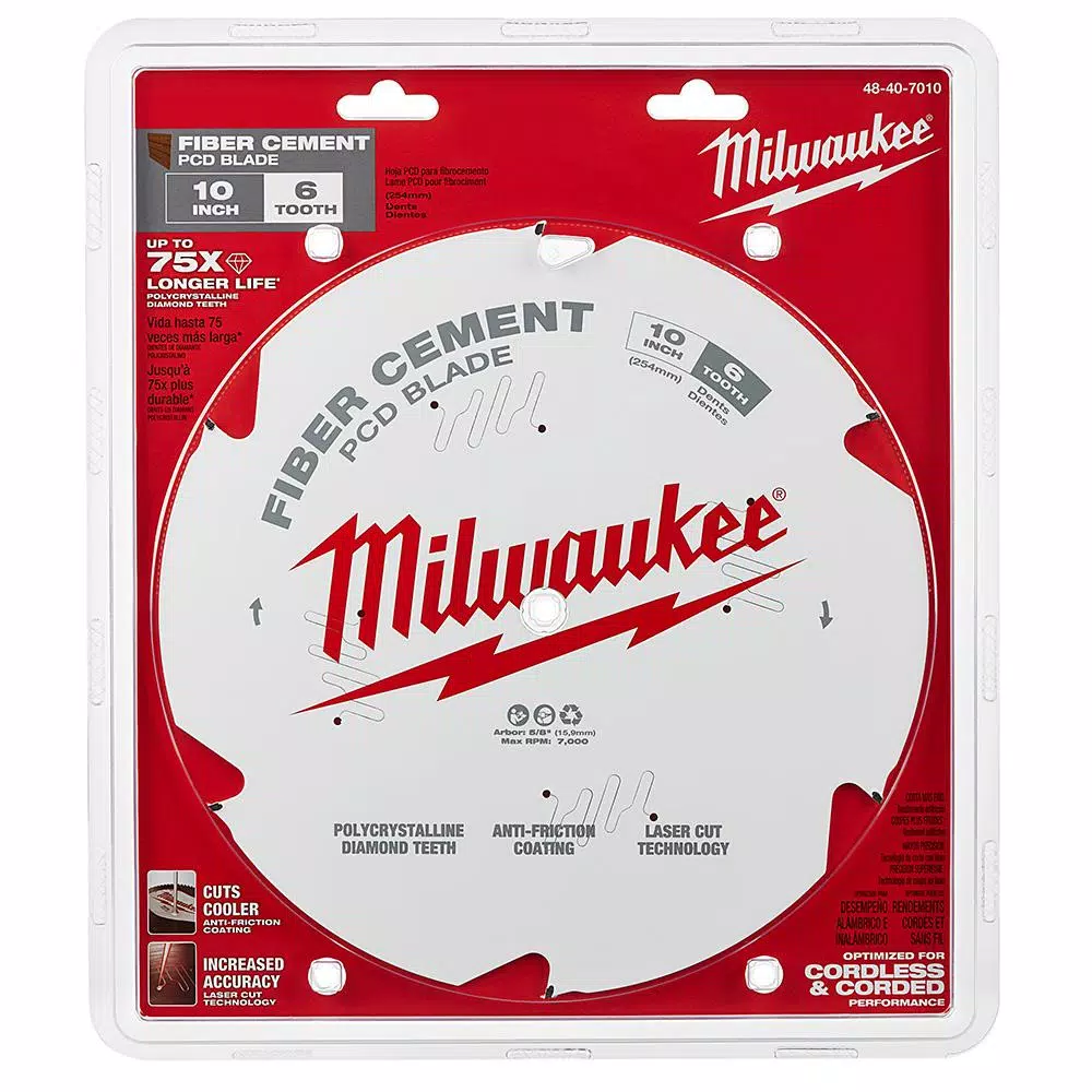 Milwaukee 10 in. 6-Tooth PCD Tipped Fiber Cement Circular Saw Blade