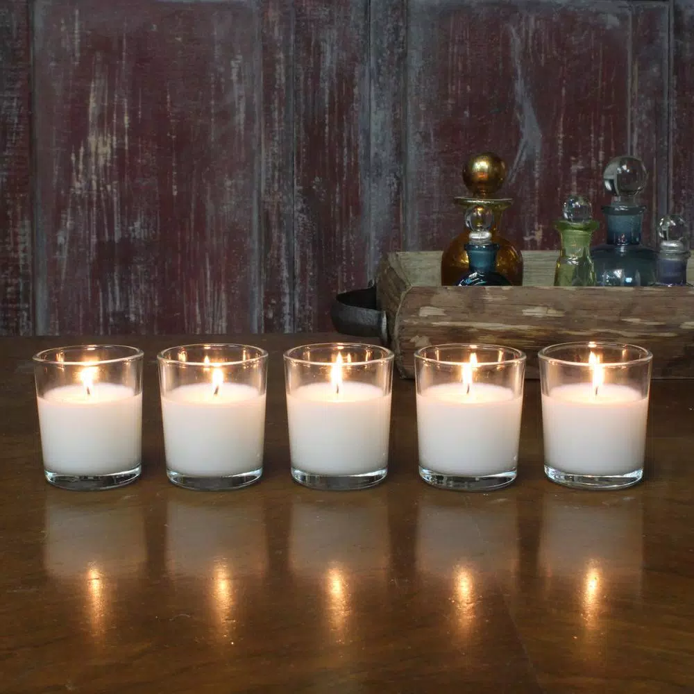 Stonebriar Collection Stone Briar White Unscented Glass Filled Votive Candles, 48 Pack