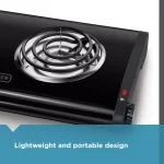 BLACK+DECKER 2-Burner 12 in. Black Hot Plate with Dual Temperature Controls thumbnail 2