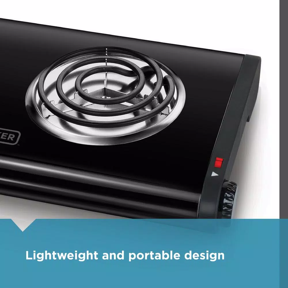 BLACK+DECKER 2-Burner 12 in. Black Hot Plate with Dual Temperature Controls
