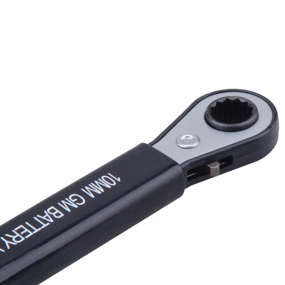 Steel Core 2-Piece Reversible Side Terminal Battery Ratchet Wrench Set, 5/16 in. and 10 mm