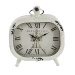 LITTON LANE Set of 3 Vintage Farmhouse Rounded Rectangle Iron Table Clocks - Distressed Red, Black, and White thumbnail 8