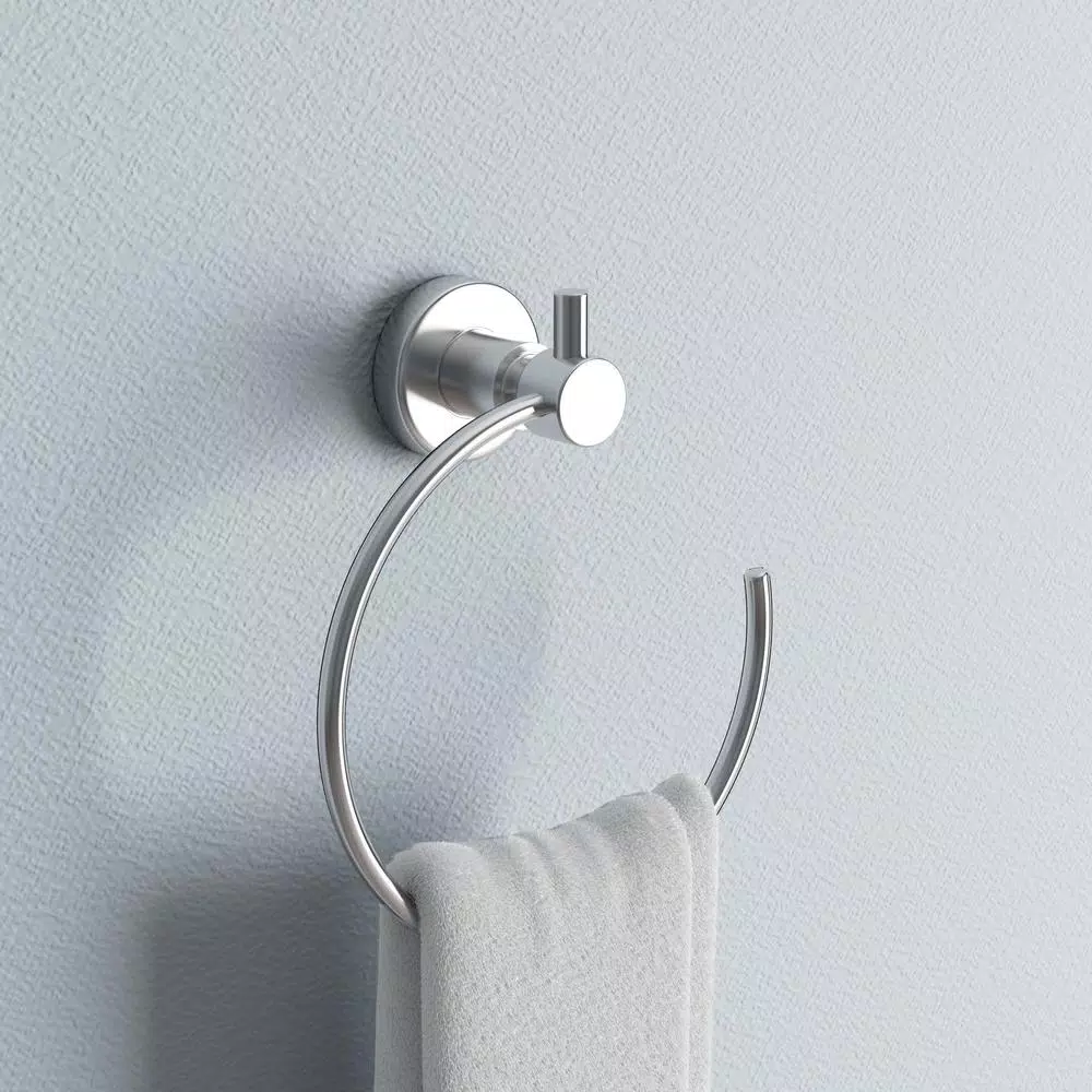 No Drilling Required Loxx Chrome Towel Ring with No-Drill Mounting Hardware - Modern Hand Towel Holder