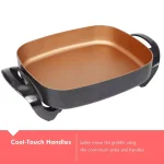 Boyel Living 8 Qt Copper Professional Non-Stick Electric Skillet, 16 in. x 12 in. Square Jumbo Frying Pan thumbnail 6