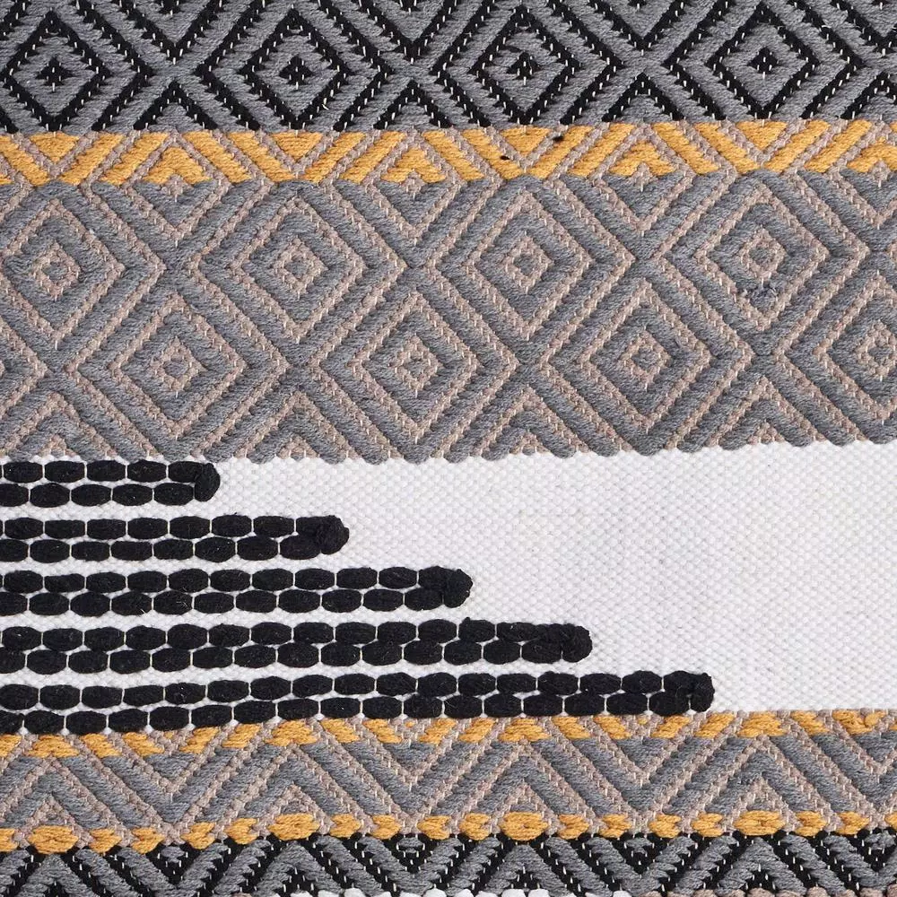 LR Home Trellis Neutral Black and Gray Geometric Fringe Wall Tapestry - Hand-Loomed Cotton Wall Hanging