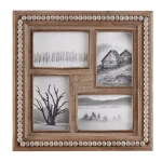Home Decorators Collection Natural Beaded Wood 4-Opening Collage Picture Frame, 14.5 x 14.5 in, Brown thumbnail 1