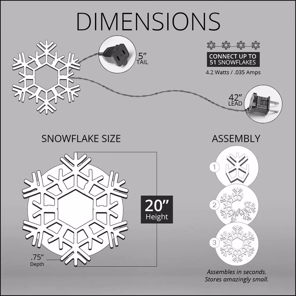 Kringle Traditions 20 in. 70-Light LED Cool White Folding Snowflake Decoration