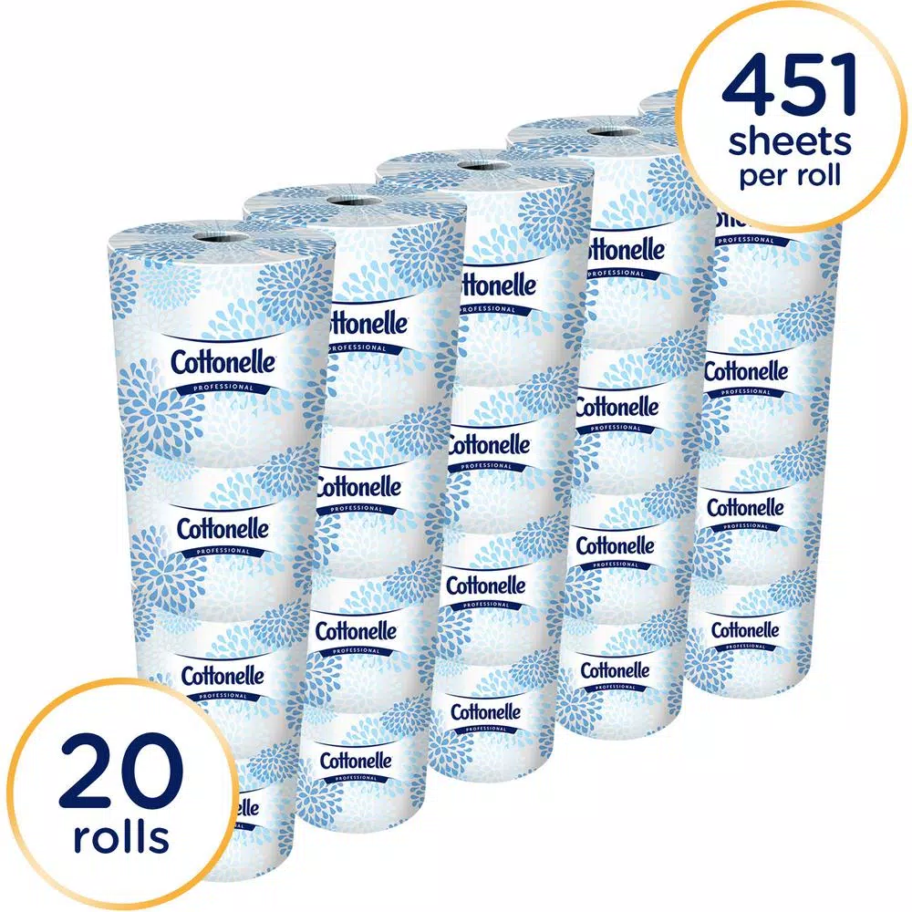 Kleenex Cottonelle 2-Ply White Bathroom Tissue, 451 Sheets per Roll, 20 Rolls per Carton