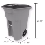 Toter 64 Gallon Blue Rollout Recycling Container with Attached Hinged Lid thumbnail 7