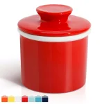 Sweese French Butter Crock - Red Porcelain Butter Keeper Dish for Fresh, Spreadable Butter thumbnail 1
