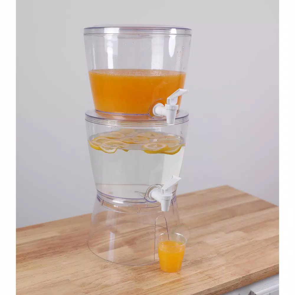Basicwise Stackable 1.4 Gal. Juice and Water Beverage Dispenser with Stand, Clear