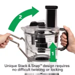 Hamilton Beach Stack & Snap 8-Cup 3-Speed Food Processor with Built-in Scraper, Silver thumbnail 6