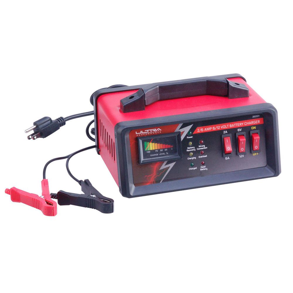Ultra Performance 2/6 Amp 6/12-Volt Manual Battery Charger with Trickle Charge Mode