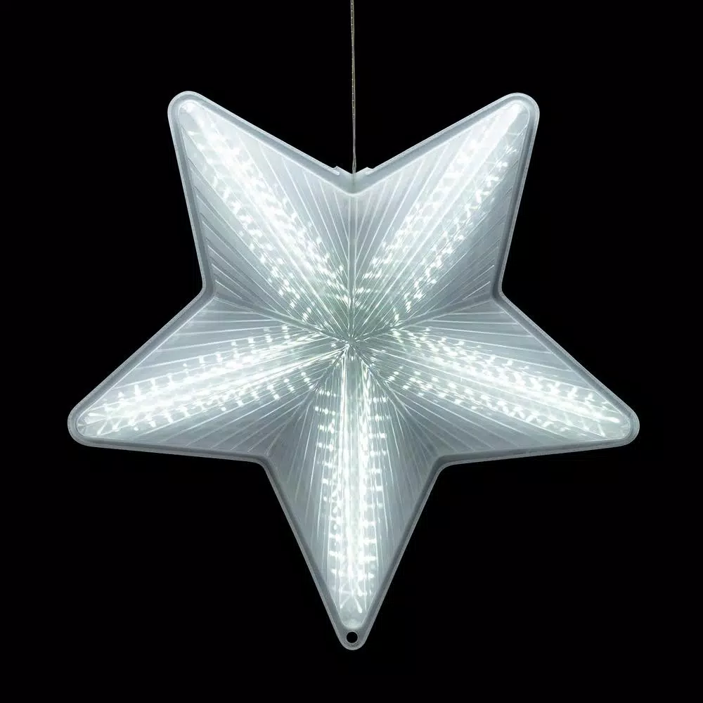 Alpine Corporation 19 in. LED Christmas 3D Hanging Star Ornament, White