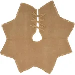 VHC Brands 21 in. Burlap Natural Tan Farmhouse Christmas Mini Tree Skirt with 8-Point Star Design thumbnail 1