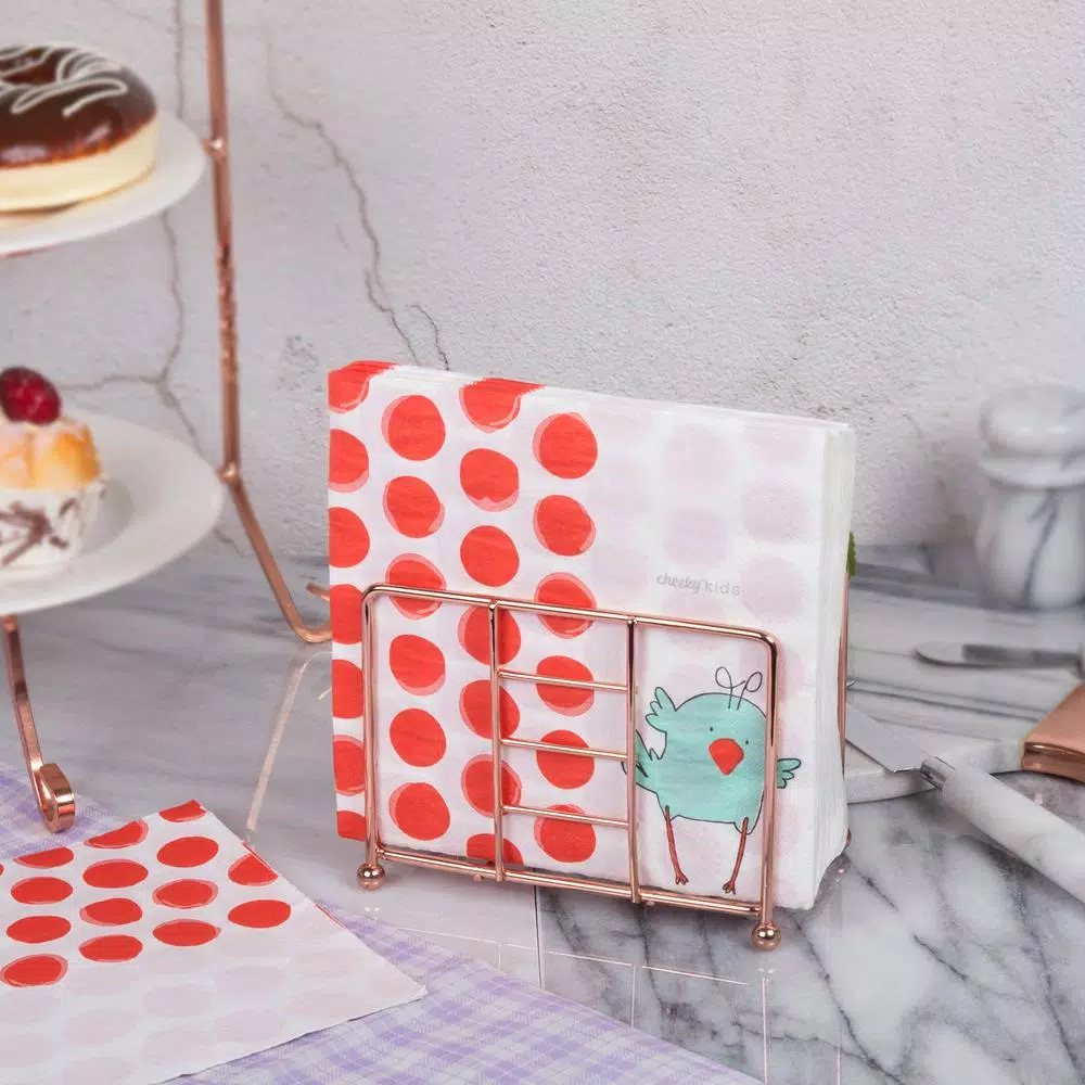 Creative Home Copper Plated Iron Napkin Holder, Elegant Metal Tissue Dispenser for Kitchen and Dining Table