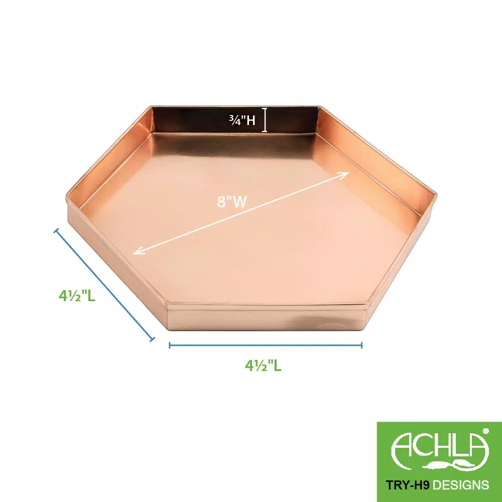 Achla Designs Hexagonal Copper Plated Stainless Steel Decorative Trays, Set of 3