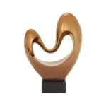 LITTON LANE Modern Reflections Abstract Heart Ceramic Sculpture - Polished Copper Finish Porcelain thumbnail 1