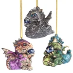 Design Toscano Three Dragon Virtues Gothic Holiday Ornament Set, 3-Piece thumbnail 4