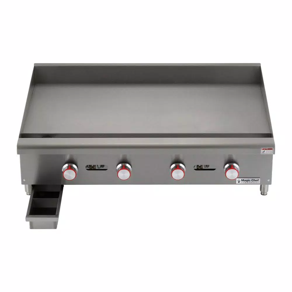 Magic Chef 48 in. Commercial Thermostatic Gas Countertop Griddle, Stainless Steel
