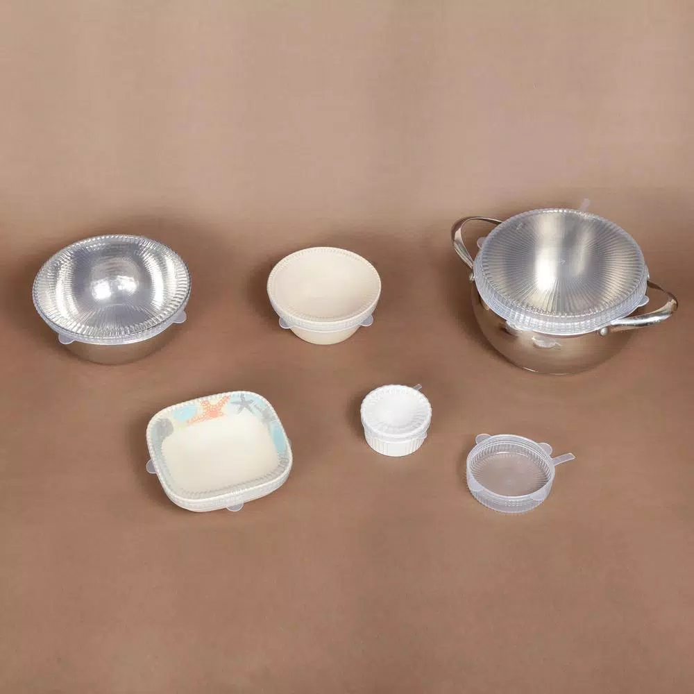 Creative Home 6-Piece Silicone Stretch Lid Cover Set - Airtight & Reusable Food Storage Lids