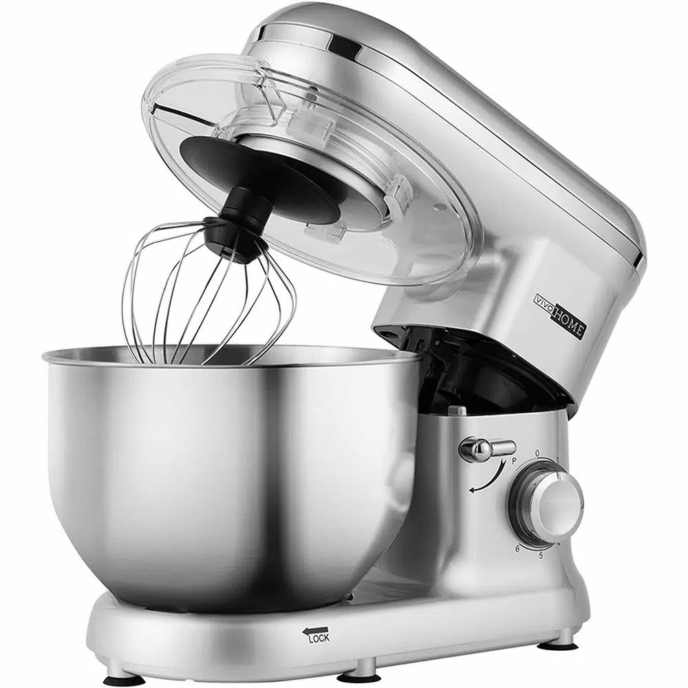 VIVOHOME 650W 6-Qt. Silver Tilt-Head Kitchen Stand Mixer with 6 Speeds