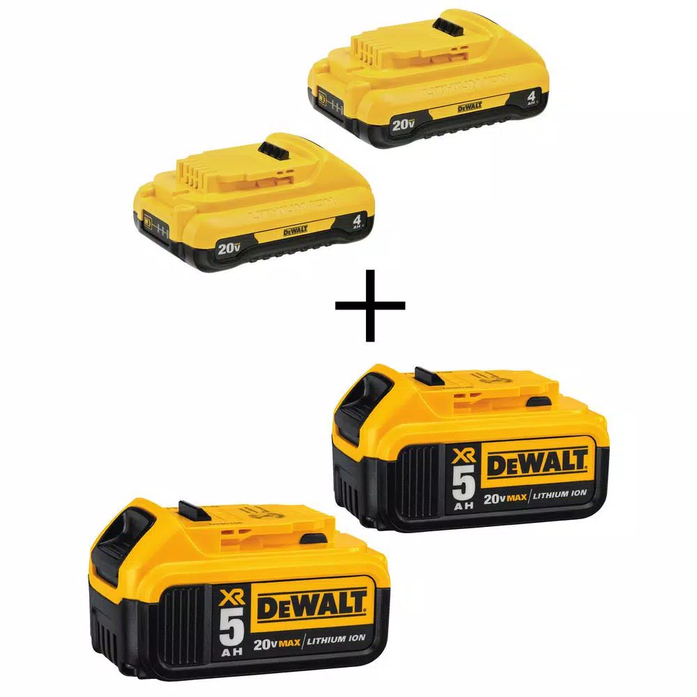 DEWALT 20V MAX Lithium-Ion Battery Pack Bundle (4.0 Ah 2-Pack & 5.0 Ah 2-Pack)