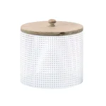 LITTON LANE White Iron Mesh Round Canisters with Wooden Lids, Set of 2 thumbnail 4