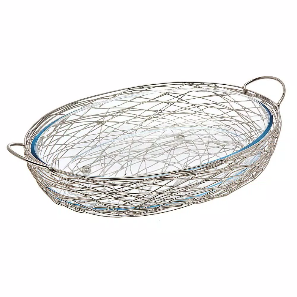 Godinger Nest Oval Stainless Steel Baker with Glass Insert