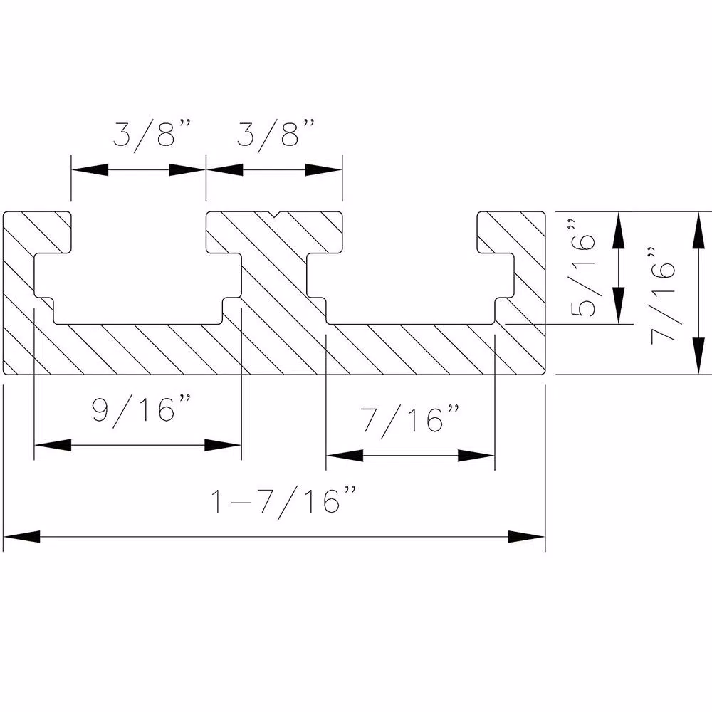 POWERTEC 36 in. Double Top T-Track with Predrilled Mounting Holes, Anodized Aluminum