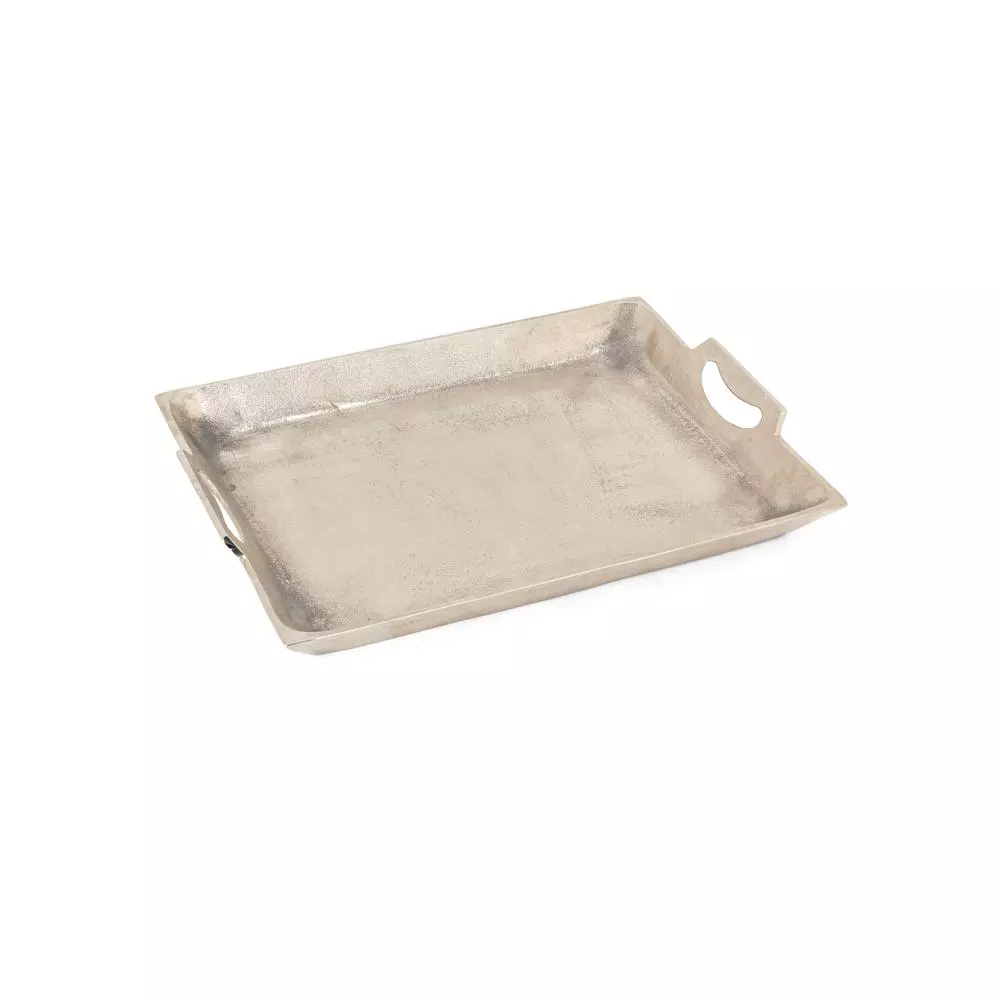 IMAX Lindi Silver Aluminum Trays, Set of 3, Rectangular Metal Decorative Trays