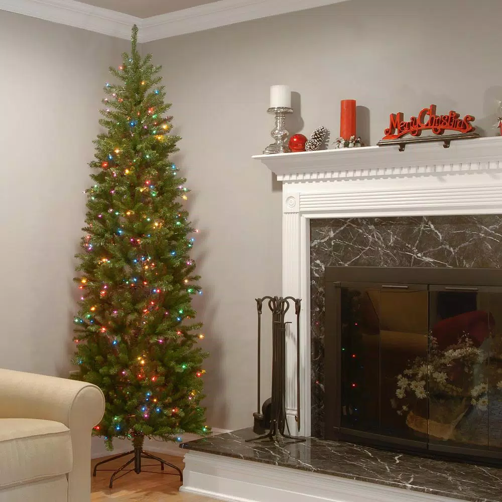 National Tree Company 6.5 ft. Kingswood Fir Pencil Artificial Christmas Tree with 250 Multicolor Lights