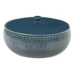 Certified International Aztec Teal 88 oz. Stoneware Bean Pot thumbnail 1