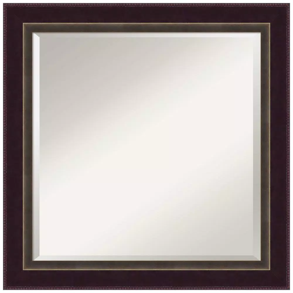 Amanti Art Signore 24 in. x 24 in. Square Wood Framed Beveled Edge Bathroom Vanity Mirror in Bronze