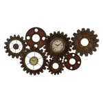 LITTON LANE 17 x 34 in. Rustic Industrial Gears Wall Clock, Distressed Iron Finish thumbnail 1