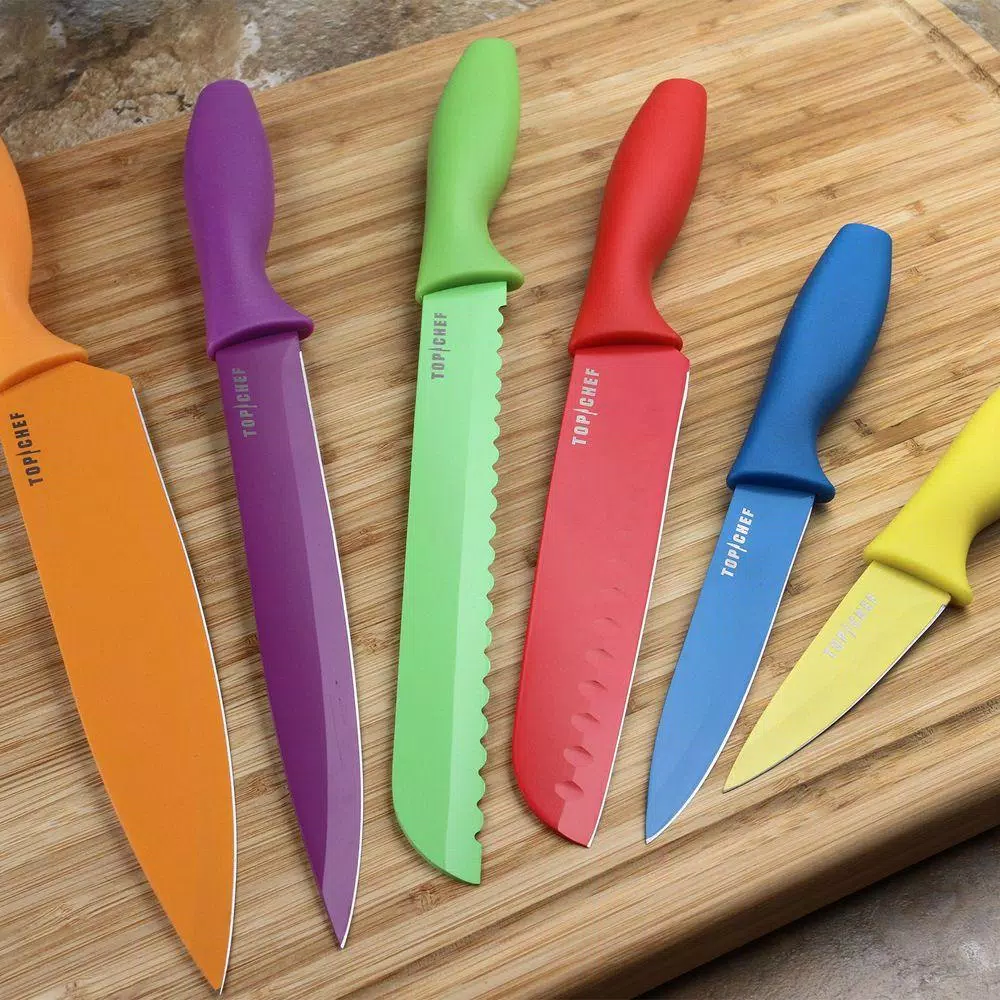 Top Chef by Master Cutlery 6-Piece Colored Stainless Steel Knife Set with Sheaths