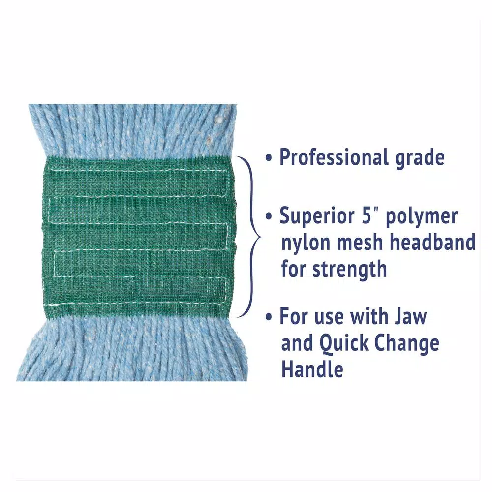 Boardwalk Super Loop Medium Wet Mop Head, 4-Ply Cotton/Synthetic Yarn, Blue, 12/Carton