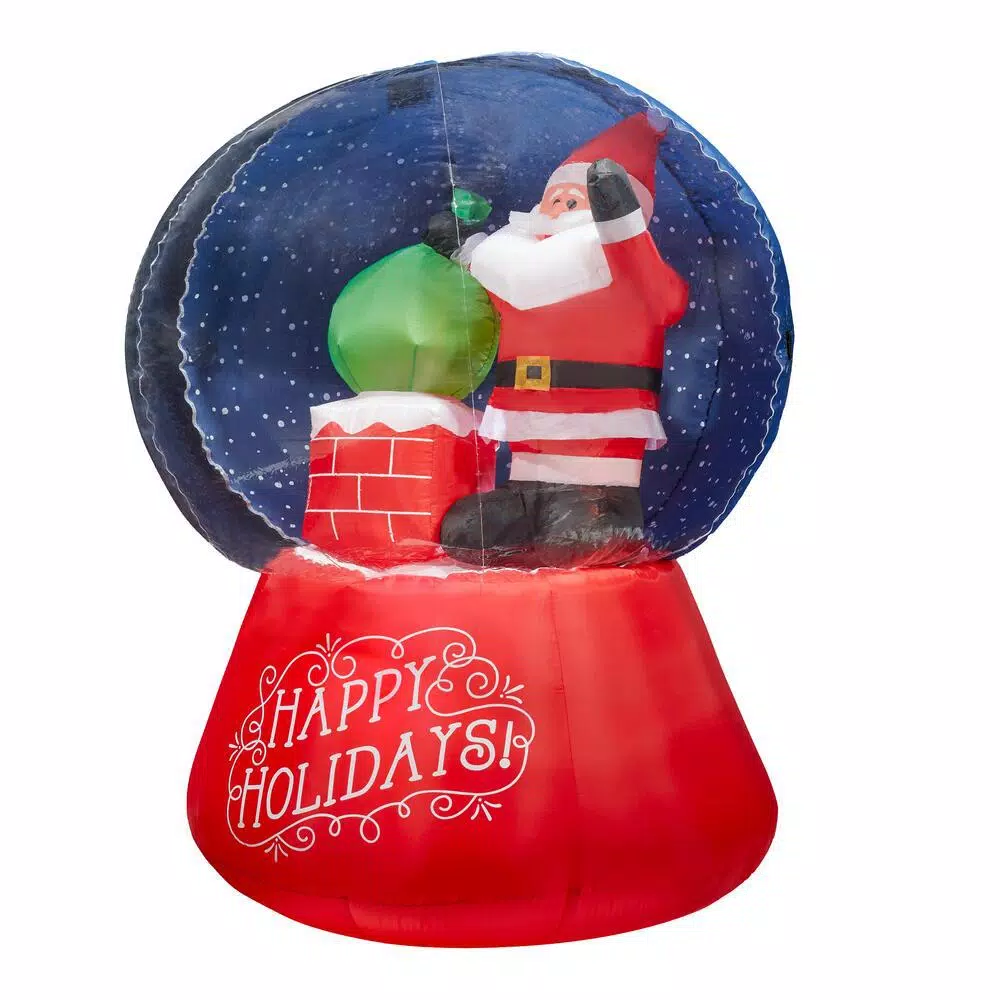 Airblown Gemmy Airblown 5.5 ft. Inflatable Snow Globe Santa on Rooftop with Projection Lighting