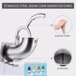 VIVOHOME Commercial Snow Cone Machine, 440lbs/hr Dual Blade Stainless Steel Ice Crusher with Acrylic Box thumbnail 3