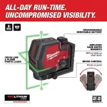 Milwaukee Green Cross Line and Plumb Points Rechargeable Laser Level, 100 ft. Range thumbnail 2