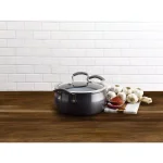 Epicurious 5 Qt. Hard-Anodized Aluminum Nonstick Chili Pot with Glass Lid, Caviar thumbnail 3