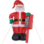 Fraser Hill Farm 10 ft. Santa Claus with Sign Christmas Inflatable with White Lights thumbnail 9