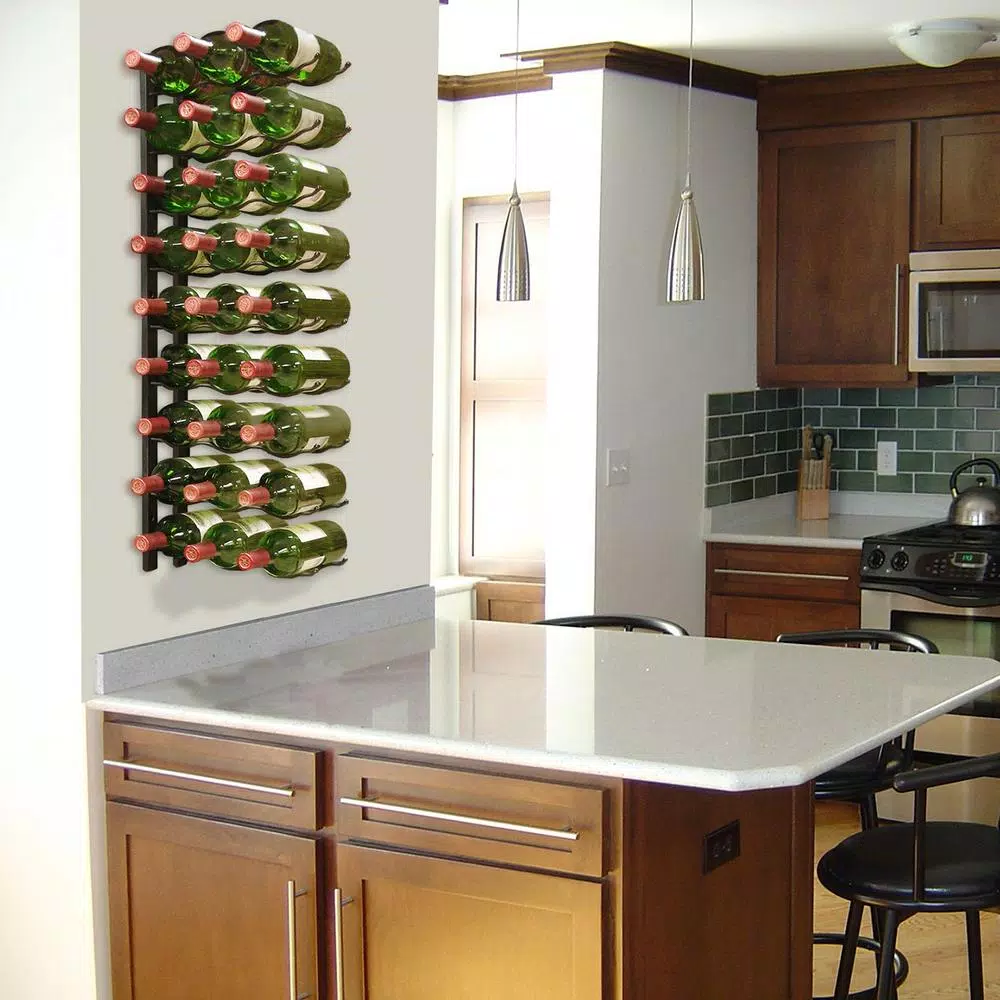 Epicureanist 27-Bottle Metal Wall-Mounted Wine Rack, Black