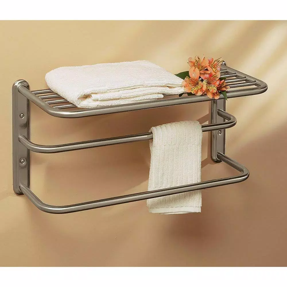 Gatco Satin Nickel Stainless Steel Towel Rack, 20-Inch Modern Wall Mount