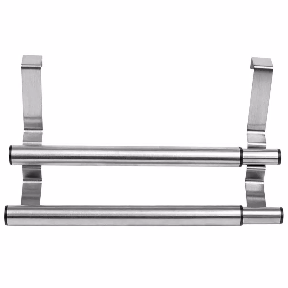 Unbranded Expandable 2-Tier Steel Over the Cabinet Door Towel Rack - Silver